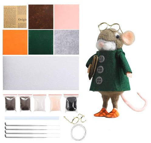 Needle Felting Kit Animals | Felt Craft Animal Set,Family Mice Needle Felting Supplies and Instructions Kit for Beginner Adults
