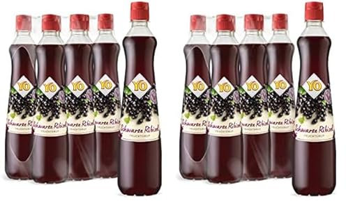 YO Sirup Schwarze Johannisbeere (6 x 700 ml) – 1x Flasche ergibt bis zu 6 Liter Fertiggetränk – ohne Süßungsmittel, Farb- & Konservierungsstoffe, vegan (Packung mit 2)
