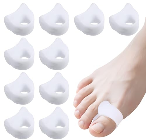 10 Stück ​​Zehenspreizer​​ Silikon ​​Hallux Valgus Korrektur​​, ​​Zehentrenner​​ für Damen und Herren, Zehenschutz 1.02x1.18inch, Toe Spacer für Bunion Korrektur, überlappende Zehen (Weiß)