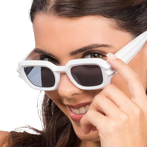 Chaks - Sonnenbrille, Rechteckige Vintage Partybrille | 90er Jahre Accessoire für Festival, Karneval und Mottoparty, Dunkel Getönte Gläser im Retro Look