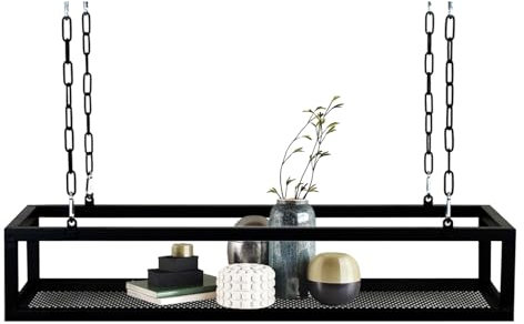 UZAMIRLEX Corner Plant Stand Indoor, Ceiling Mounted Metal Floating Shelf Hanging Plant Flower Wine Holder Black 60-120 Cm(Black 80 Cm)