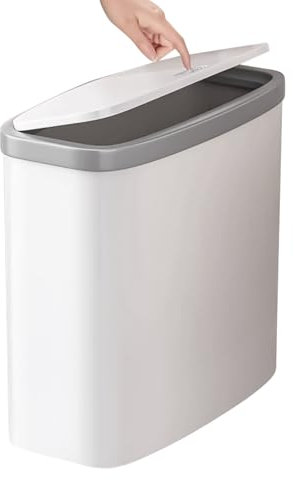 27.5x14x27.5cm Waste Bin With Lid Bathroom Slim Trash Can Lightweight Compact Space-Saving Design Skinny Trash Can For Bathroom Narrow Spaces, Kitchen