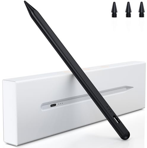 Variglas Pencil for iPad - 2018-2025 15 Minutes Fast Charging, Palm Rejection,Tilt Sensitivity, Stylus Pen Compatible with iPad Pro 11/12.9/13, 11/10/9/8/7/6th Gen, Air 3-6, Mini 5/6-Light Black