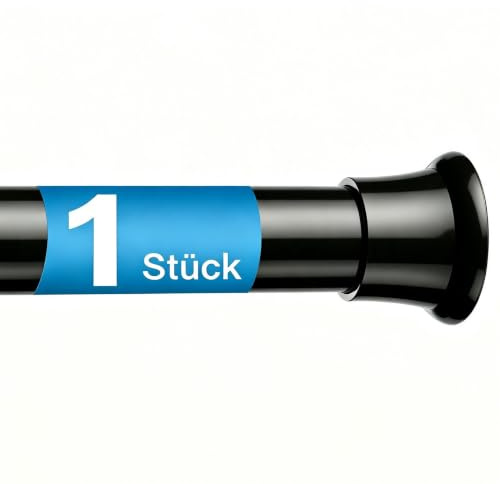 ZipGlo 1Stück Gardinenstange Ohne Bohren Schwarz 59-118cm Spannstange Ø22mm | Rutschfest Duschstange ohne bohren Teleskopstange zum Klemmen für Badezimmer Fenster Schrank Kleiderstange