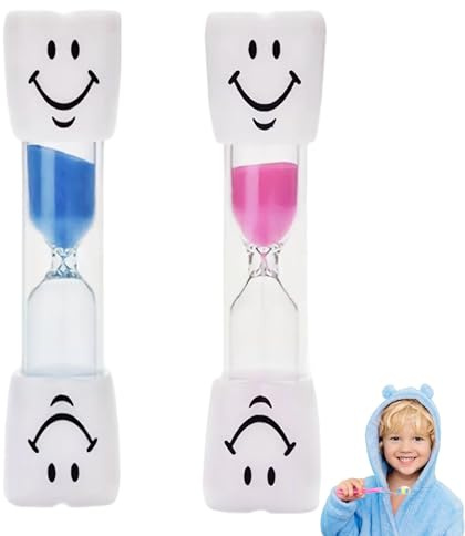 Lot de 2 sabliers pour enfants - Pour se brosser les dents des enfants - Sablier avec sourire - Pour se brosser les dents