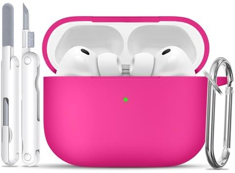 TNSNK für AirPods Pro 3 Hülle, C1-Rose Red | Weiches Silikon, unterstützt kabelloses Laden, with Clean Kit & Keychain, Leicht, Rutschfest, Kratzfest