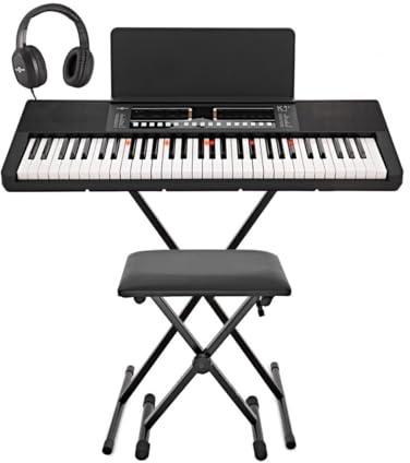 K1+ Keyboard mit Leuchttasten, Bluetooth, Komplettpaket | Leuchtende anschlagdynamische Tasten, Bluetooth-Mitspielen, Auto-Begleitung für Anfänger