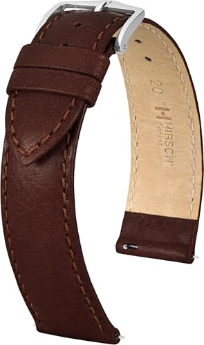 HIRSCH Uhren-Armband Forest - Uhrband aus naturbelassenem Büffelleder - Uhrenband mit natürlicher Färbung