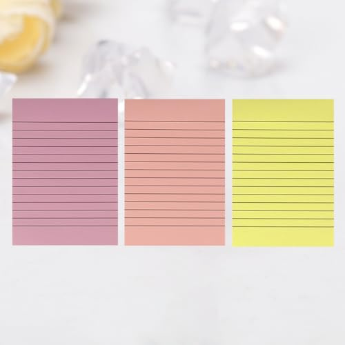 LOPUNER 3 Stück A6 Selbstklebende Notizblöcke Fluoreszierend Rot Gelb Pink Büro Schulplaner Memo Notizbuch