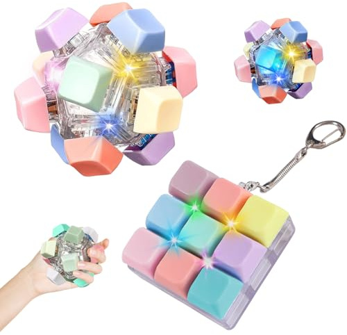 2 Piezas Teclado Fidget Toys, Juguete Fidget para Teclado, Teclado Fidget con Luz LED, Teclado Antiestres, Juguete Fidget de Teclado, Teclado Fidget Clicker, Fidgets Keyboard Clicker para Viajes