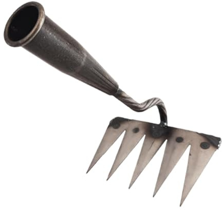 TTETTZ Râteau de Désherbage, Outil de Desherbage, Rateau Jardin, Desherbeur Manuel, Désherbeurs Manuels, Râteau et Charrue en Acier Au Manganèse, pour Désherber, Ameublir, Semence, 5 Dents