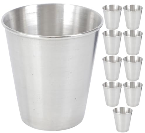 OSALADI Lot de 10 Tasses Inox en Acier Inoxydable 70ml, Gobelets Multifonctions Résistants et Lisses, pour Camping et Usage Domestique
