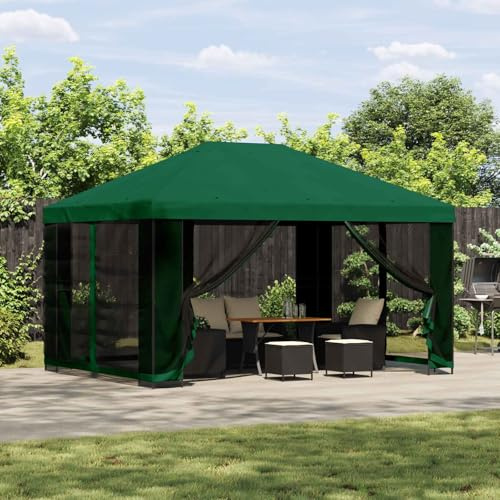 Industrie-Pavillon für den Außenbereich, 400,5 x 300,5 cm, Sonnendach aus Polyester und grünem Stahl, geräumiger Pavillon für Sommerveranstaltungen