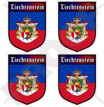 LIECHTENSTEIN Fürstentum Schild 50mm Auto & Motorrad Aufkleber, x4 Vinyl Stickers