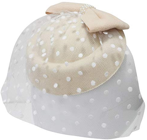 Ro Rox Grace Perlen Vintage Retro 40er 50er Jahre Fascinator Hochzeit Party Hut - Beige