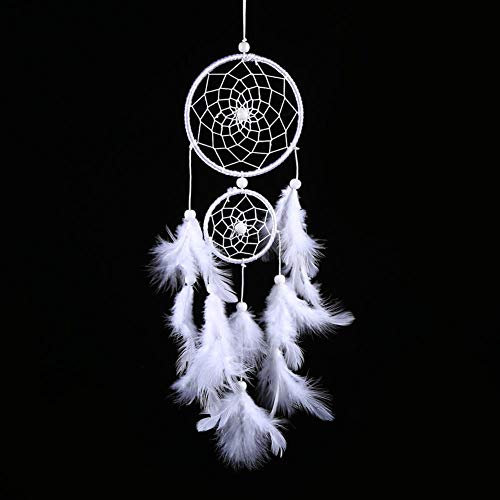 Raguso Weiße handgemachte traditionelle indische Art Dreamcatcher Windspiele Perlen Feder Anhänger Traumfänger für Home Office Wand Fenster Tür Geburtstagsgeschenk