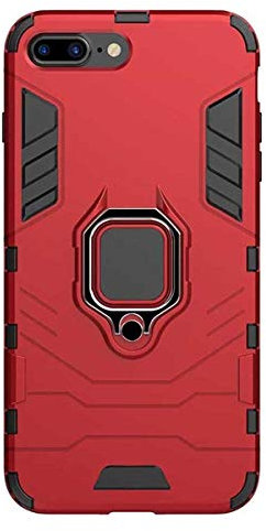 Rdyi6ba8 Armor Hülle für iPhone 7 Plus / 8 Plus Handyhülle, TPU Silikon Hard PC Handyhülle mit 360° Drehbarer Ständerhalter und Magnetischer Autohalter Case für iPhone 7 Plus / 8 Plus - Rot