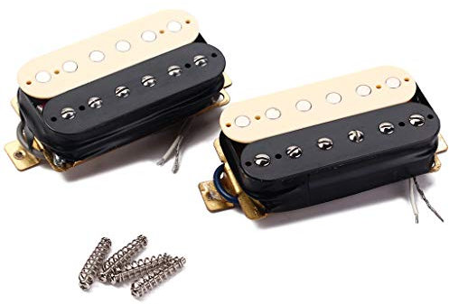 Alnicov Black & Cream Gitarren Pickup Zebra Faced Humbucker Double Coil E-Gitarren Pickups 50 / 52Mm mit installiertem Rahmen Gitarrenzubehör