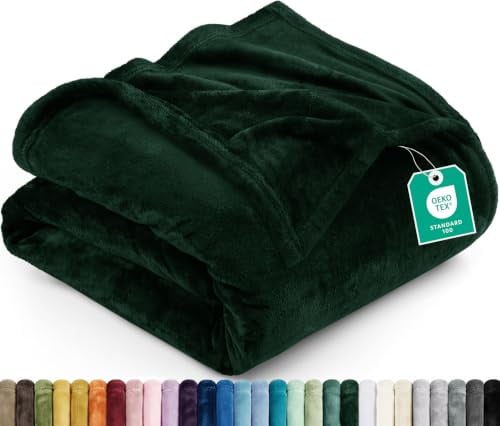 Utopia Bedding Queen Fleece Blanket 228x228cm 300GSM – Soft Fluffy Large Versatile Luxury Decorative Throw For Sofa, Bed & Settees – Cosy Breathable Warm Blanket, All Weather Gift, Forest Green