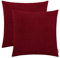 HWY 50 Samt Kissenbezüge dunkelrot 40x40 cm 2er Set, weiche waschbare gemütliche dekorative Sofakissenhüllen für Sofa Couch Wohnzimmer Bett