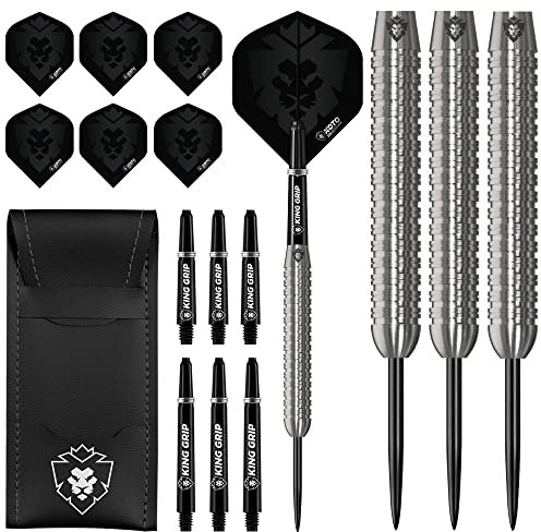 KOTO - Kingcontrol 90% Darts 24 G, Schwarz, Darts Set inkl. 3 Barrels,Flights + Shafts & Dartwallet, Fester Ringgrip