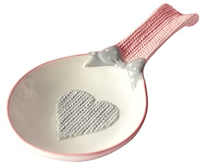 Ceramic Spoon Rest for Stove Top,Cooking Large Spoon Holder for Kitchen Counter/Stove Top/Dining Table, Modern Farmhouse Decor,Pink White