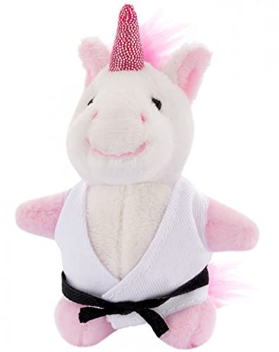 BAY Einhorn Schlüsselanhänger Kampfsport Karate Plüschtier Stofftier Taekwondo Judo Glücksbringer Maskottchen Kickboxen MMA Krav Maga Kinder Erwachsene