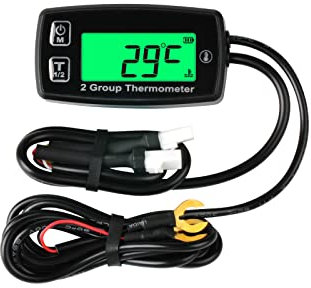 NInE-ROnG Termómetro de Motor LCD Digital Dual Indicador de Temperatura Termómetro de Motocicleta Alerta de Temperatura para Camión Volquete Scooter Motor ATV Fuera de Borda Motor de Moto