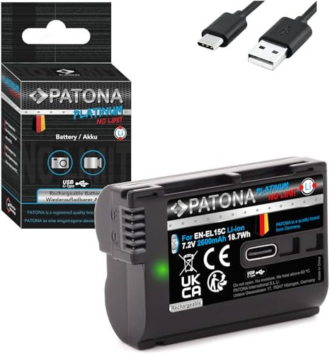 PATONA Platinum EN-EL15c Batterie USB (2600 mAh) avec entrée USB directe (USB-c) 1363 - Compatible également avec Zf Z6III
