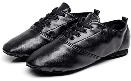 Zapatos de Ballet de Jazz con Cordones, Zapatillas Danza PU Cuero Comodos Adultos Zapatillas Baile Moderno Salon Jazz Gimnasia para Mujer