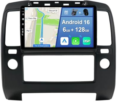 YUNTX [6GB+128GB] Android 15 Autoradio für Nissan Navara 3 D40 (2004-2010)-[Integriertes CarPlay/Android Auto/DSP/GPS]-9” IPS 2.5D-Kamera+MIC-DAB/Mirror Link/Bluetooth 5.0/360 Kamera/Lenkradsteuerung