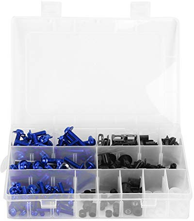 223 Teiliges Universal Motorrad Verkleidungsschrauben Kit, M5 M6 Motorrad Windschutzscheiben Schrauben, Befestigungselemente, Unterlegscheiben, Muttern, Schrauben, Sortiments Kit(Blau)