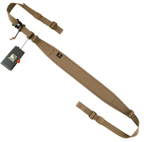 KRYDEX GEAR 2 Point Tactical Gun Sling Padded Combat Shooting Sling for Rifle, Airsoft, Shotgun (Coyote Brown)