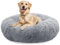 bluzelle Hundebett Große Hunde, 120cm Hundekissen Rund Donut Kissen Hundekorb Flauschig Plüsch, Ergonomisch Bezug Waschbar rutschfest Weich Kuschelig Kunstfell, Farbe:Hellgrau