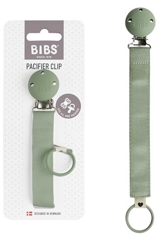 BIBS Schnullerband – Sichern Sie den Nuckel Ihres Babys mit einem Schnullerband aus strapazierfähigem Polyester und einem nickelfreien Metallclip – geeignet für alle BIBS-Sauger - Sage