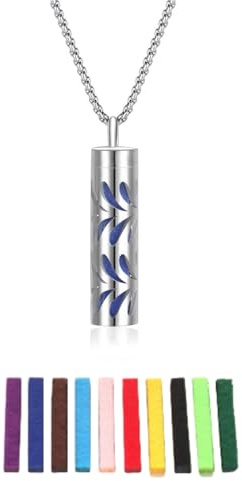 WATEFOER Ätherisches Öl Halskette für Damen, Aromatherapie Anhänger Halskette Edelstahl Diffusor Halskette mit 10 Filz Pads, ätherisches Öl Schmuck Geschenk für Muttertag
