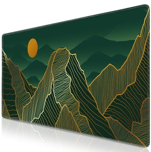 Abetcabe Gaming Mouse Pad, Large Mouse Mat XXL 35.4×15.7 inch, Golden Mountain Extended Mousepad with Non-Slip Rubber Water-Resistant surface for Home Office Gaming Room