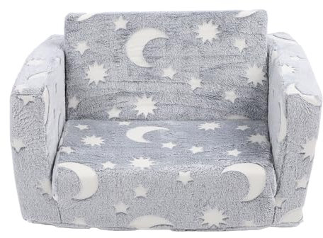 Ejoyous Kindersofa, 2-in-1 Kinder Sofa Stuhl, Umwandelbar Chirldren Couch zum Liegestuhl, Glühen im dunklen Cabrio Kleinkindstuhl, Armlehne Stuhl Bett für Mädchen oder