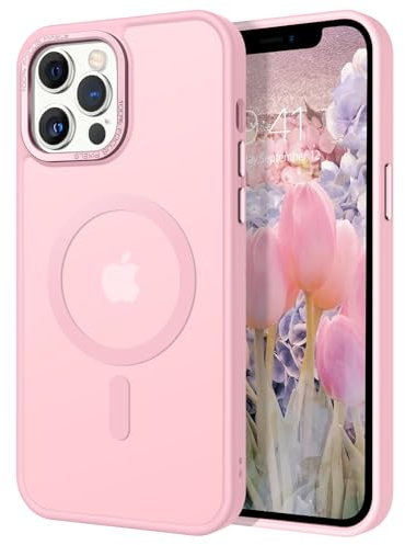 GaoBao Case for iPhone 12 Pro Max, Mobile Phone Case iPhone 12 Pro Max [Compatible with MagSafe] Translucent Matte Magnetic Shockproof Anti-Fingerprint Case for iPhone 12 Pro Max Case, Light Pink