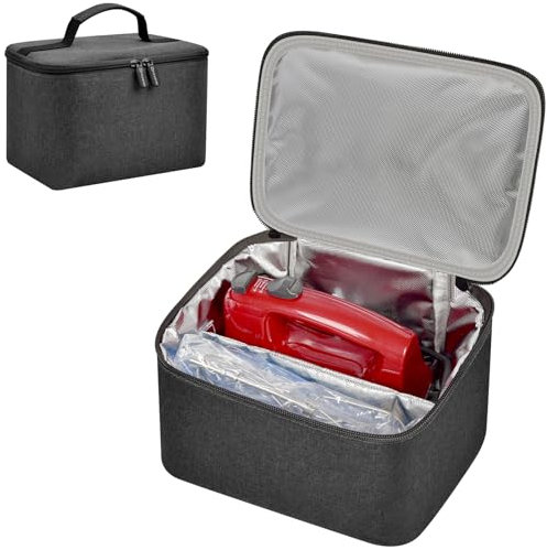 Steadtep Digital Hand Mixer Carrying Bag for KitchenAid 5/6/ 7/9 Ultra Power Speed Hand Mixers, Portable Travel Storage Case Bag with Handle for Kitchen Aid Mixer Accessories (Box Only) - Grey