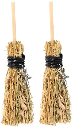 VICASKY 10 Piezas Colgante De Escoba Halloween Colgante Prop Bruja Escoba Decoración De La Casa Embrujada Pequeña Escoba De Bruja Decoraciones De Halloween Escoba De Halloween