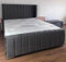 Luxury Plush Velvet Winged Panel Bed Frame Upholstered Ottoman Gas Lift Storage Bed (Silver, : 6ft Super King with Wooden Slat)
