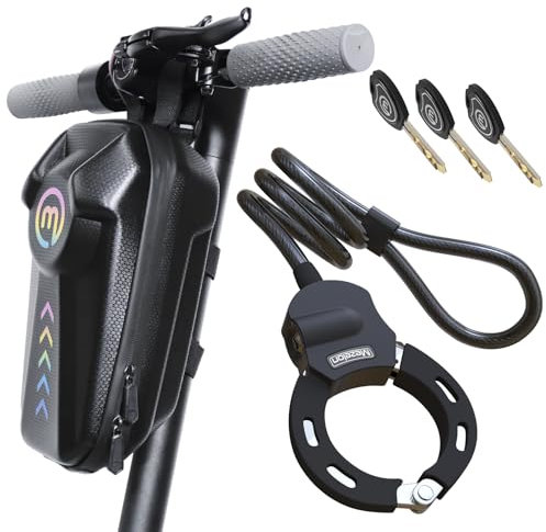 Mezelon Antivol Trotinette Electrique, 100CM Cadenas Trotinette Electrique avec Sac Rangement étanche, 13.5MM Câble Antivol, Cadenas Velo Antivol Idéal pour Scooter, Vélo, Poussette, trottinettes