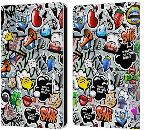 Head Case Designs Licenza Ufficiale Mark Ashkenazi Social Media Graffiti Custodia Portafoglio in Pelle Compatibile con Apple iPad Air 2 (2014)