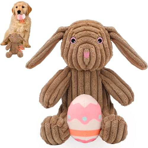 YUEPET Osterhasen-Hundespielzeug, quietschendes Kauspielzeug für Hunde, zum Reinigen der Zähne, gefülltes Osterei-Spielzeug für Welpen, kleine, mittelgroße Hunde (Rosa)