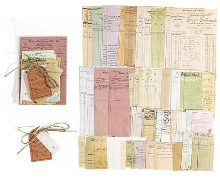 50 Muster Vintage Post Office Serie Vintage Pflanzen Schmetterlinge Dekoratives Papier Scrapbook Journaling Supplies für die Herstellung von Junk Magazine Dekor Kennzeichnung Album (T68, 15cmx16cm)