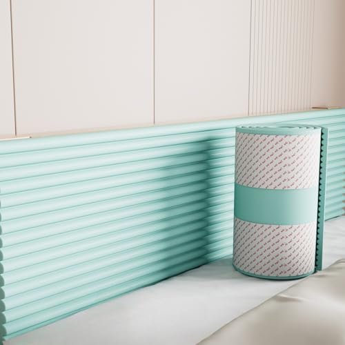 Wandkissen, Kissen Panel Wand 1.2cm Dick, Wandpolster Selbstklebend, Polsterpaneel Wand, Anti-Collision Wandpaneele, Bett Kopfteil Gepolstert für Schlafzimmer, Wandschutz(Green,30 cm x 2 m 5pcs)