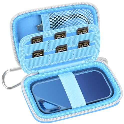 Case Compatible with SanDisk 1TB 2TB 4TB 500GB 8TB for SanDisk Extreme PRO Portable SSD External Hard Drive, Memory Card SD SDXC SDHC Card Storage Holder Organizer (Box Only)(Lightblue)