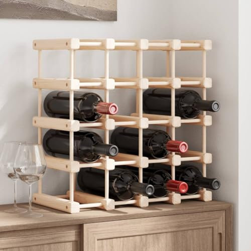 Tidyard Casier à vin pour 20 Bouteilles 46,5x23x46,5 cm pin Massif, Casier à Vin Range Bouteilles, Porte Étagère à Bouteille pour Cuisine, Bar, Salon, Bistro, Cave à Vin