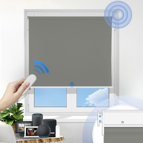 Grandekor Stores Enrouleur Occultant Électriques sans Perçage Isolant Thermique Opaque Compatibles avec Alexa pour Fenêtres Largeur (40-200 cm) Hauteur (50-250 cm)
